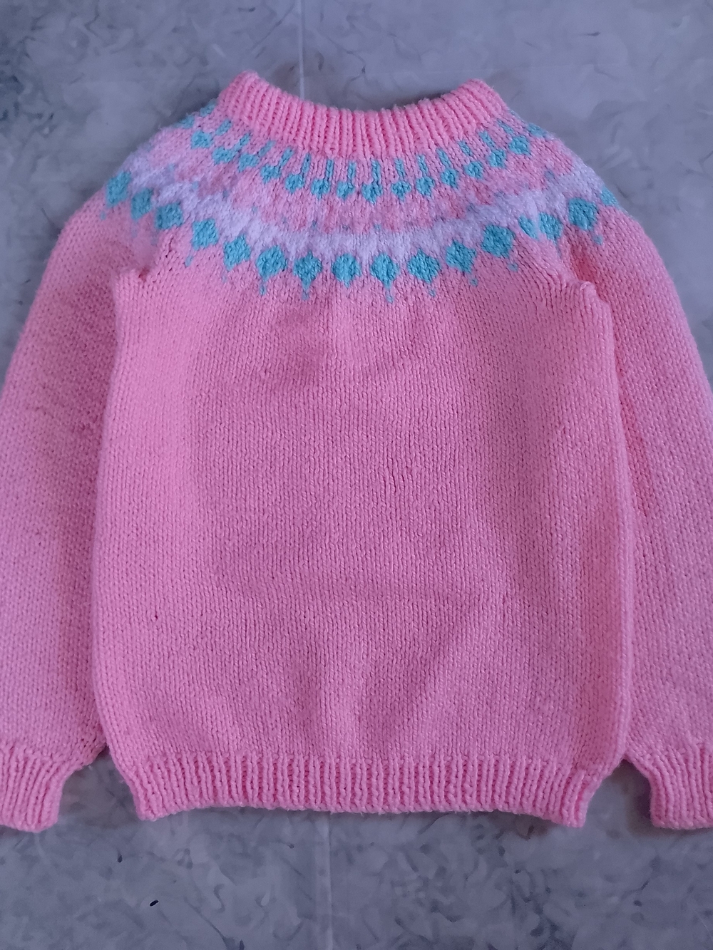 Vintage Pink Fair Isle Yoke Knit Sweater